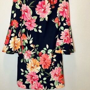 Eliza J Navy and Red Floral Dress